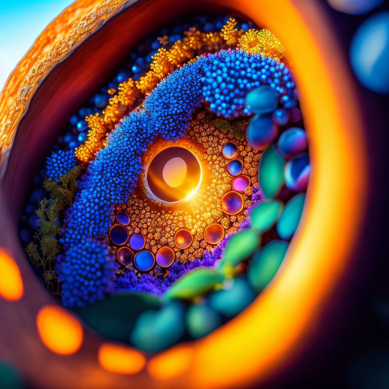Colorful Fractal Image with Glowing Orbs and Recursive Patterns