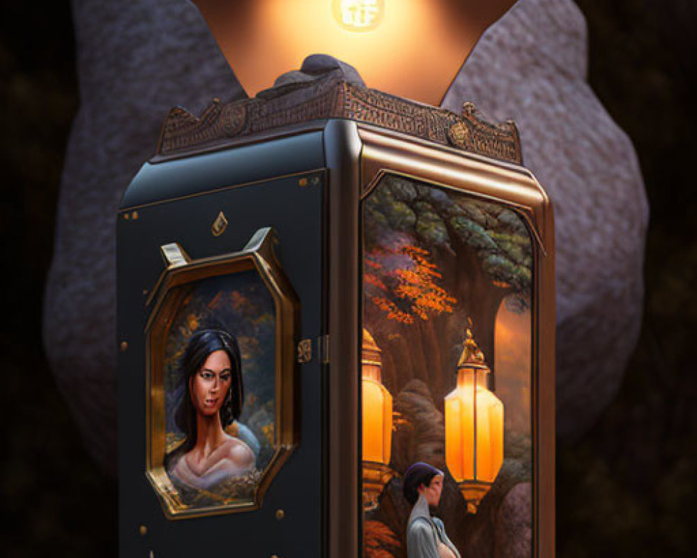 Fantasy-inspired image of ornate lantern with unique compartments.