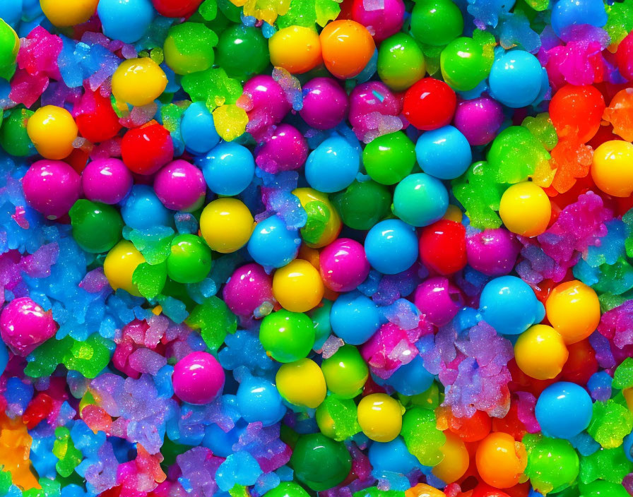 Vibrant glossy balls with crystalline rock candy textures