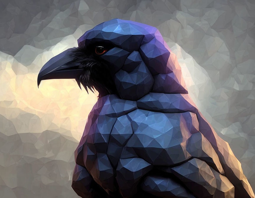 Geometric pattern crow art on abstract background