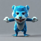 Blue Low-Poly Animated Bear Creature on Grey Background