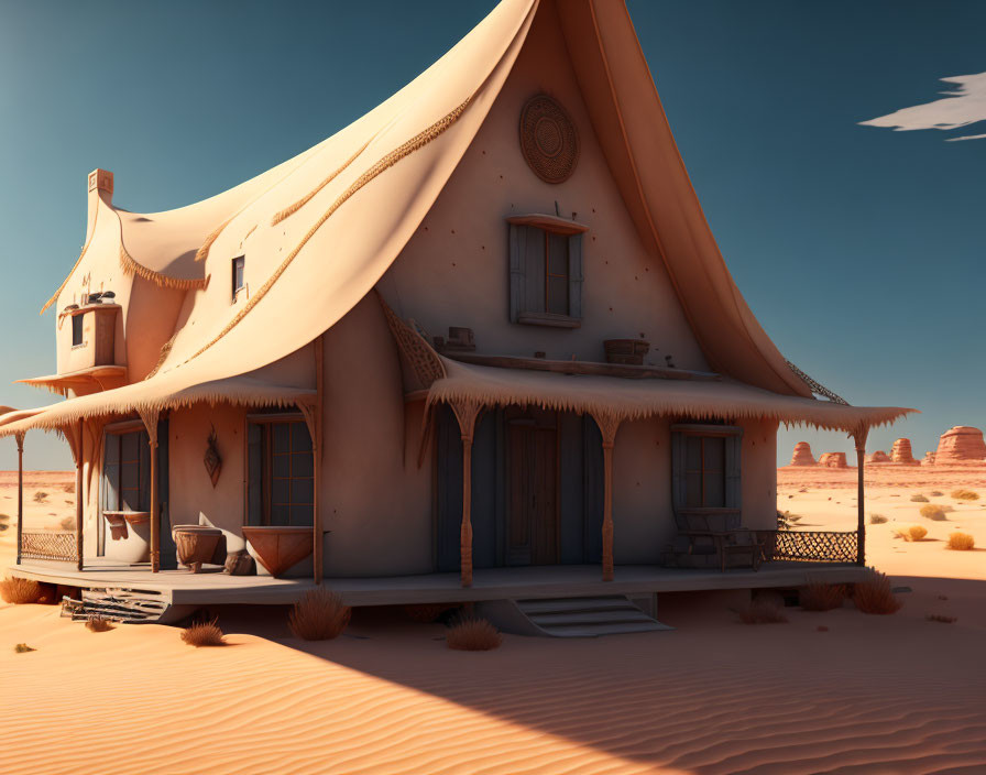 house in the sandy desert