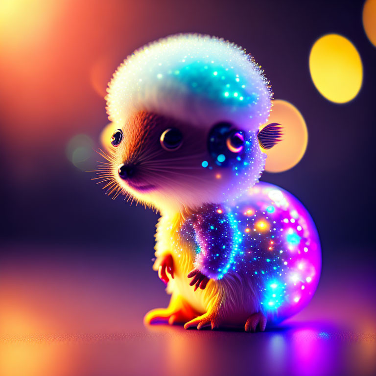 Colorful Fantasy Creature Illustration with Hedgehog-Like Features