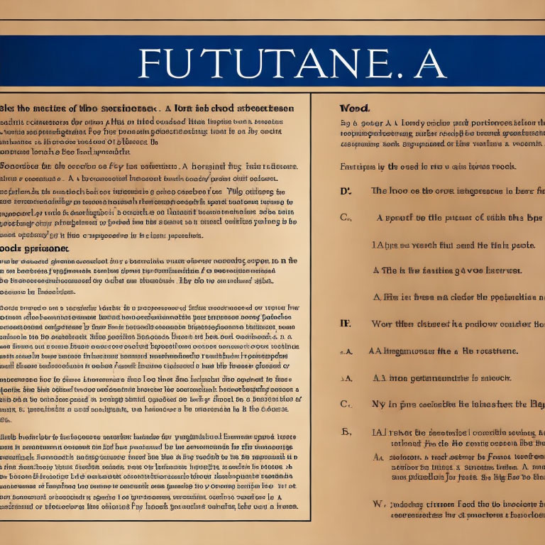 Document with "FUTUTANE" heading, paragraphs, and sidebar.