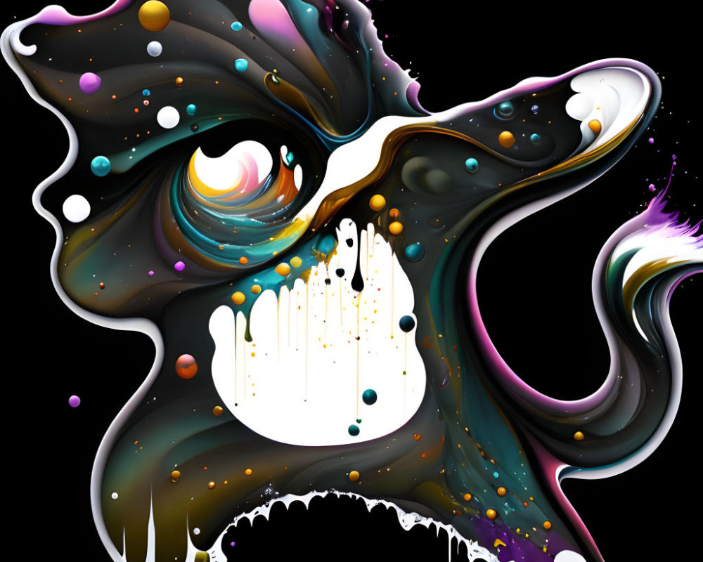 Colorful Abstract Cosmic Art of Swirling Starry Space Creature