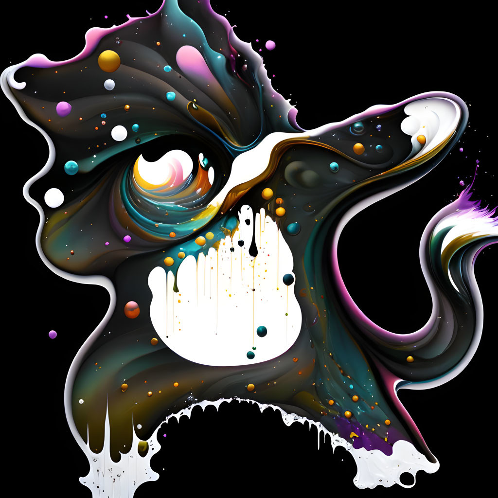 Colorful Abstract Cosmic Art of Swirling Starry Space Creature