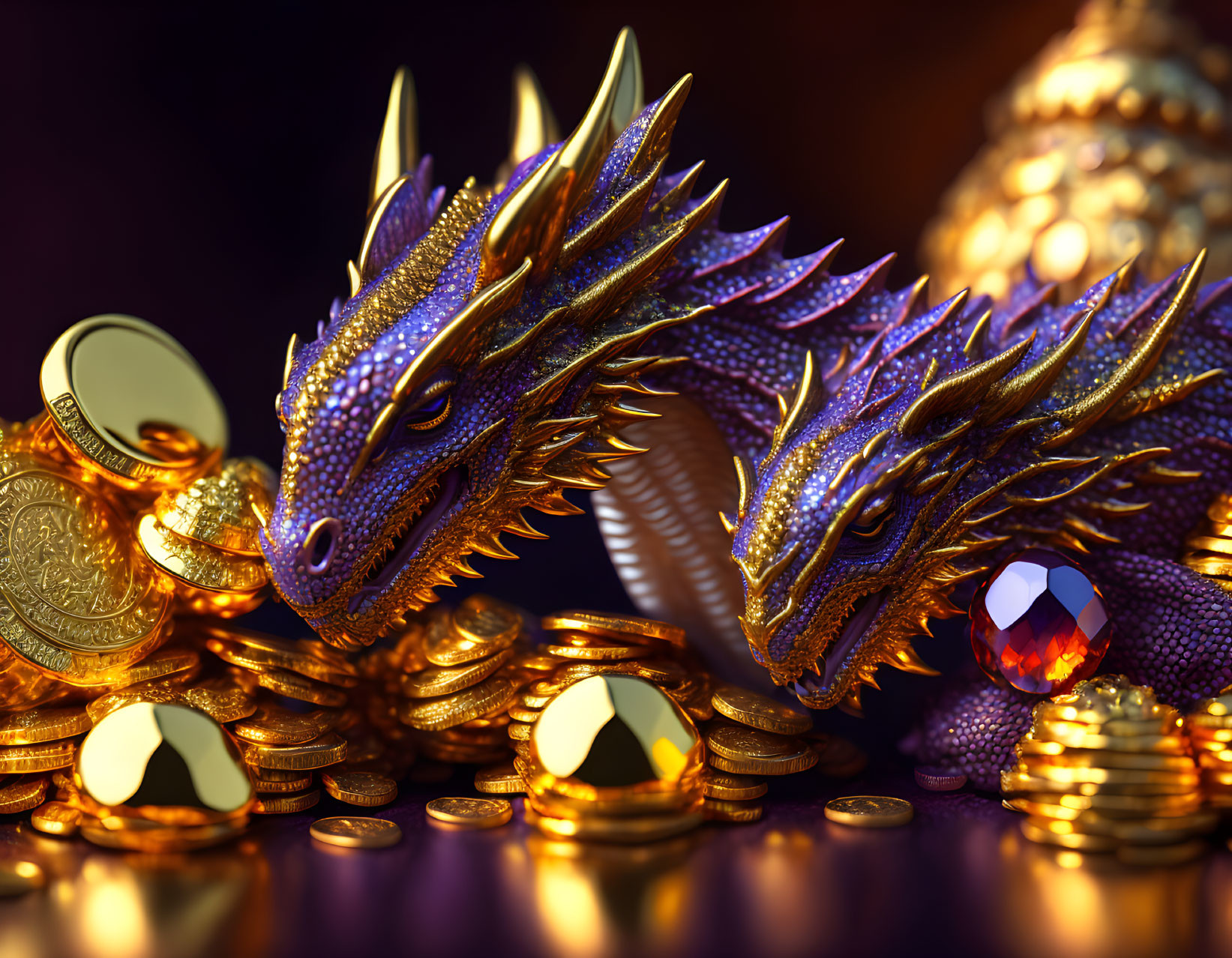 Baby dragons protecting their treasure