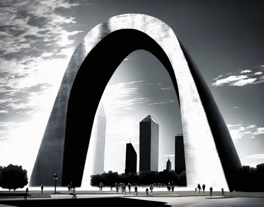 Towering Arch Monument Silhouetted Against Skyline