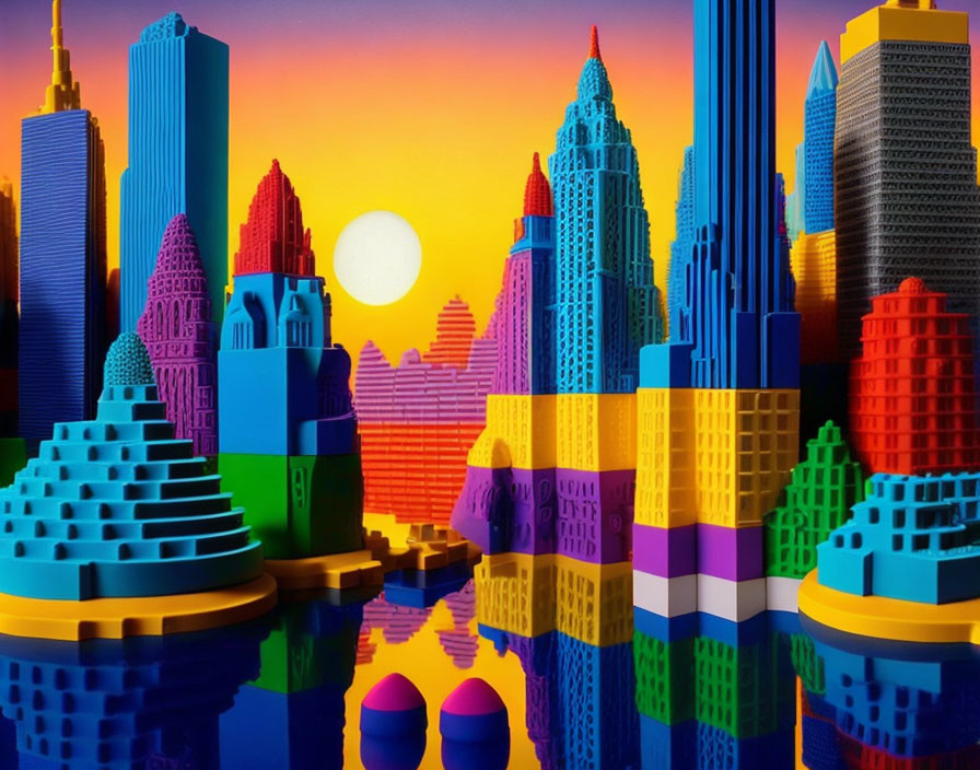Lego & Play-Doh cityscape