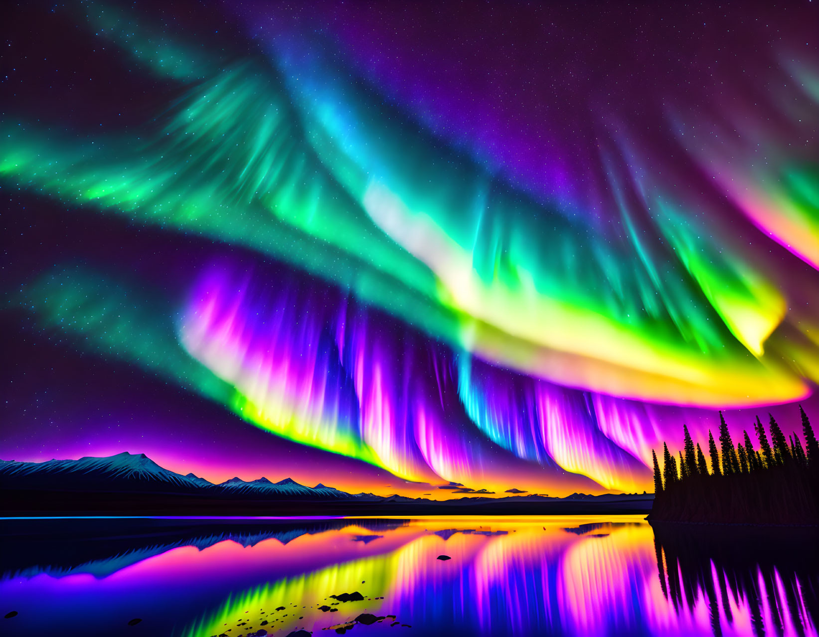 Stunning aurora borealis over Alaskan wilderness