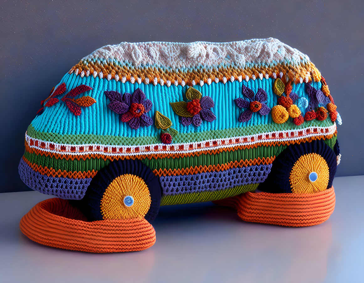 Ornate knitted car