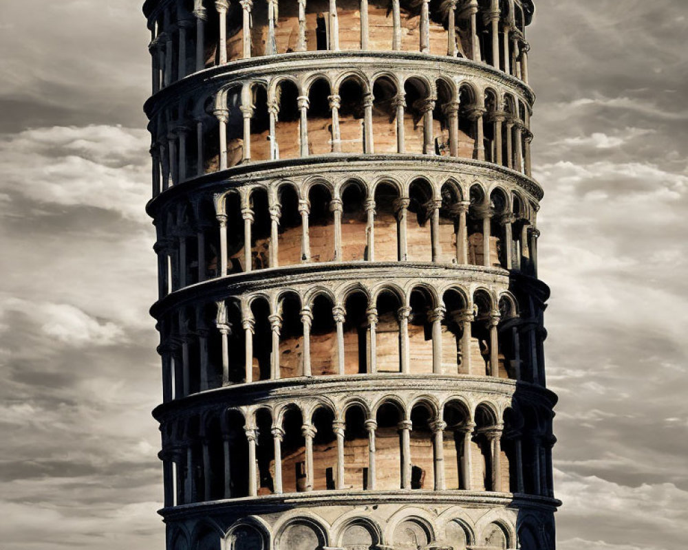 Close-up View: Leaning Tower of Pisa's Intricate Architecture