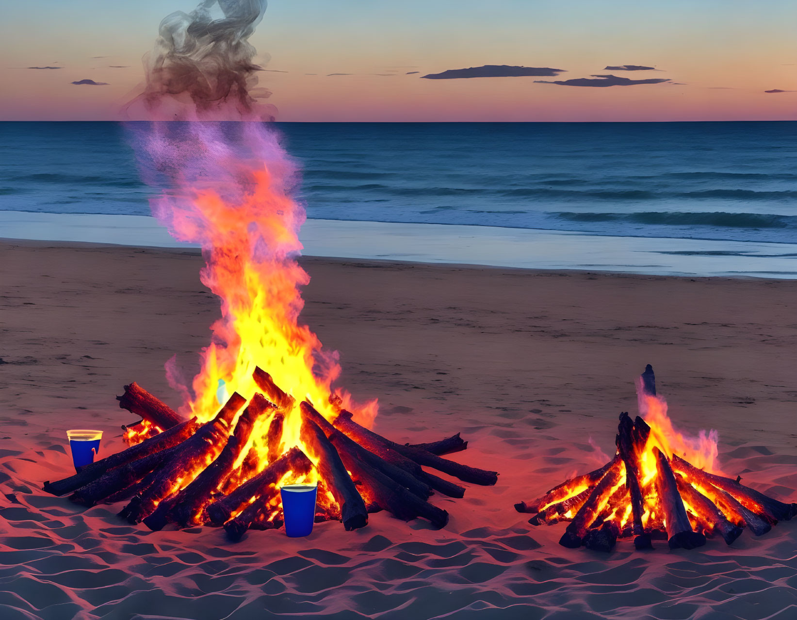 Bonfires on a beach