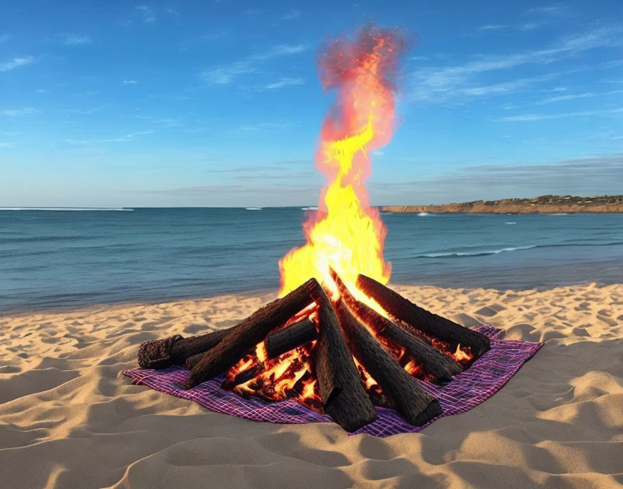 Blazing bonfire on a blanket?!