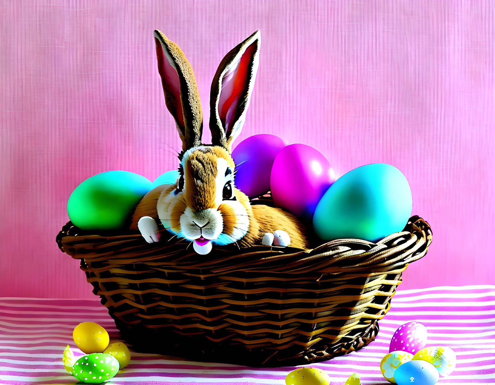 Easter basket with bunny inside