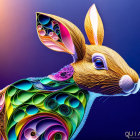 Colorful Paper Quilling Rabbit Artwork with Gradient Background