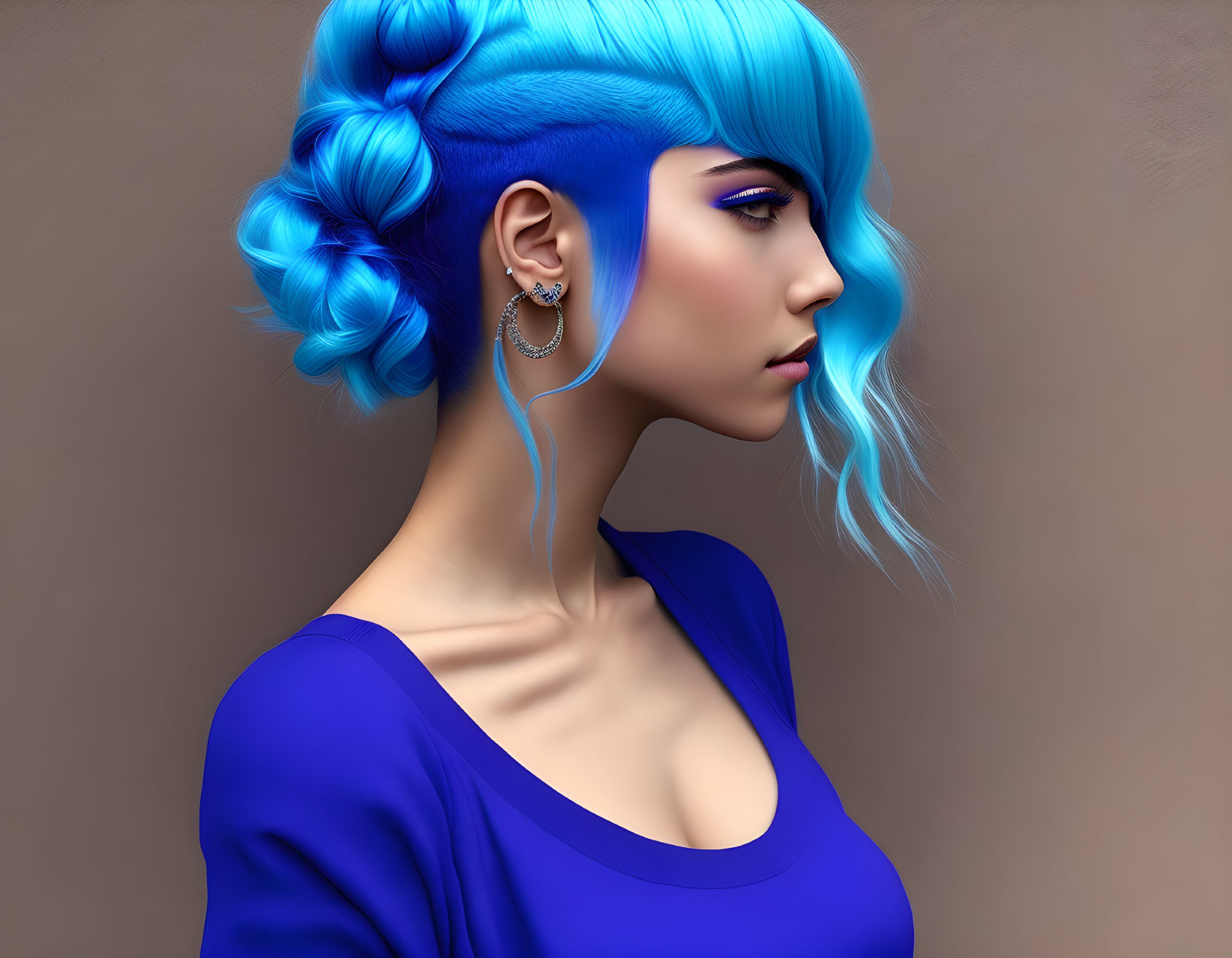  A very cute girl with fantastic blue hair