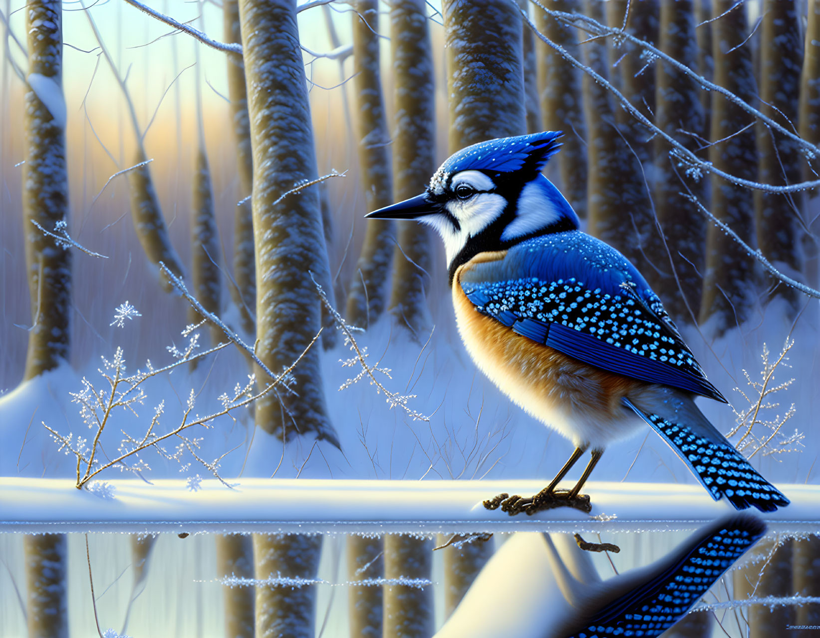 Frosty Morning Blue Jay