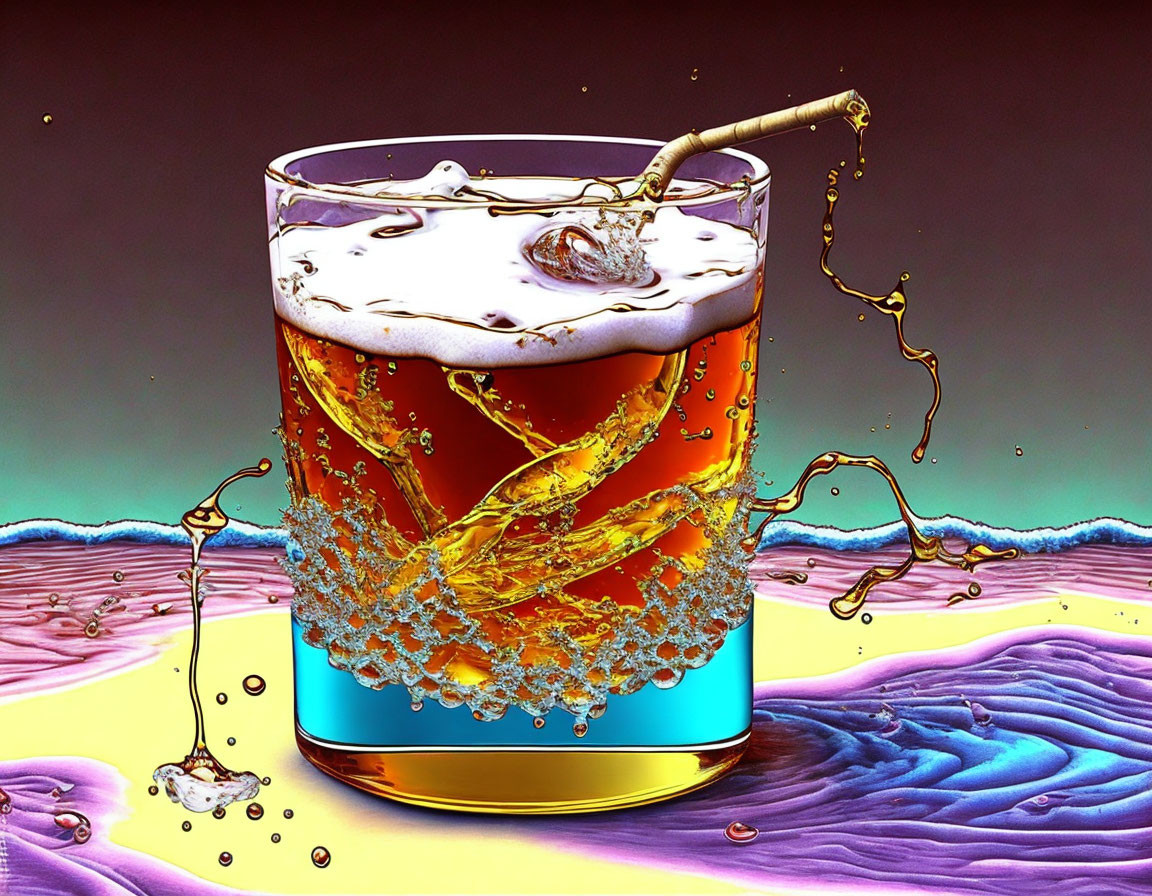 Colorful Psychedelic Glass Splash Illustration
