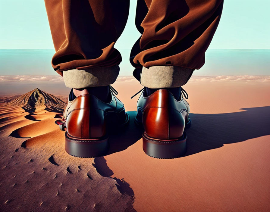 Person on Desert Dune with Two-Toned Shoes