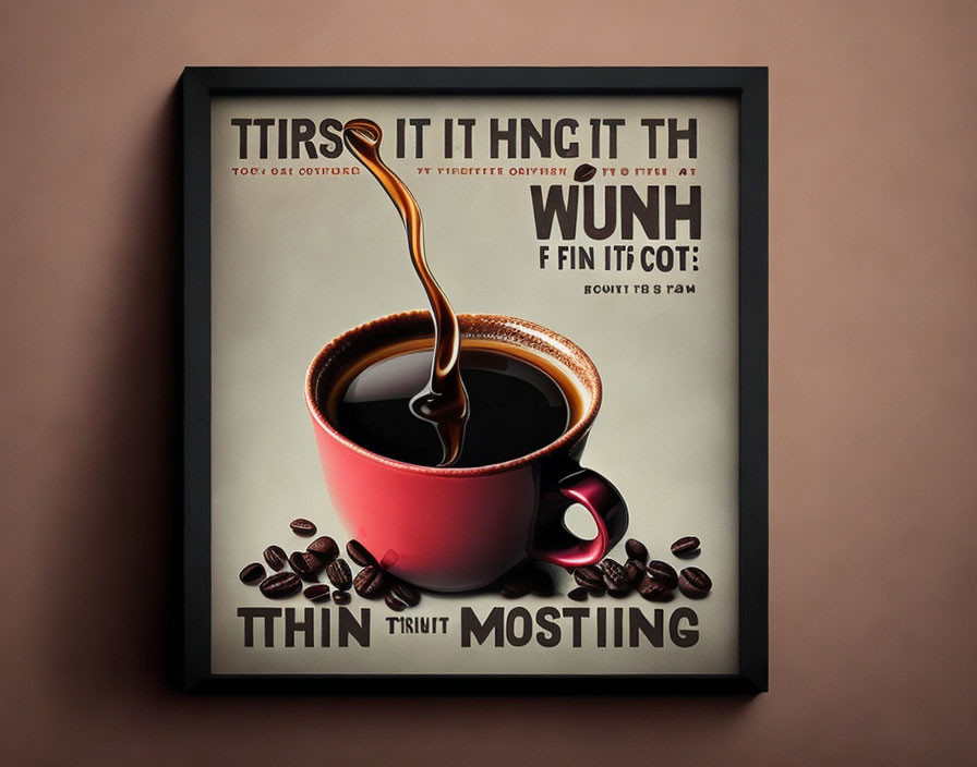 Optical Illusion Poster with Coffee Beans Spelling "THINK