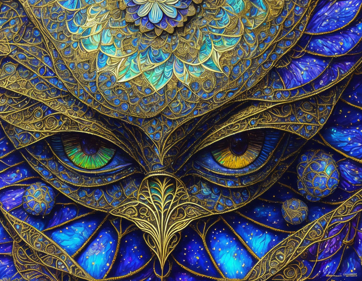 Colorful Mandala Eye Illustration with Feathers