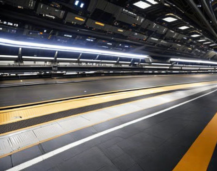Modern Futuristic Subway Station with Sleek Black and Yellow Design