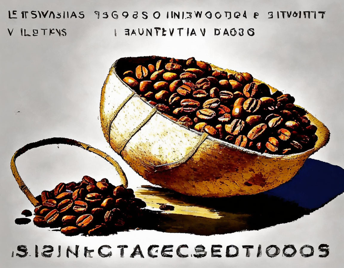 Stylized Image of Roasted Coffee Beans and Alphanumeric Patterns