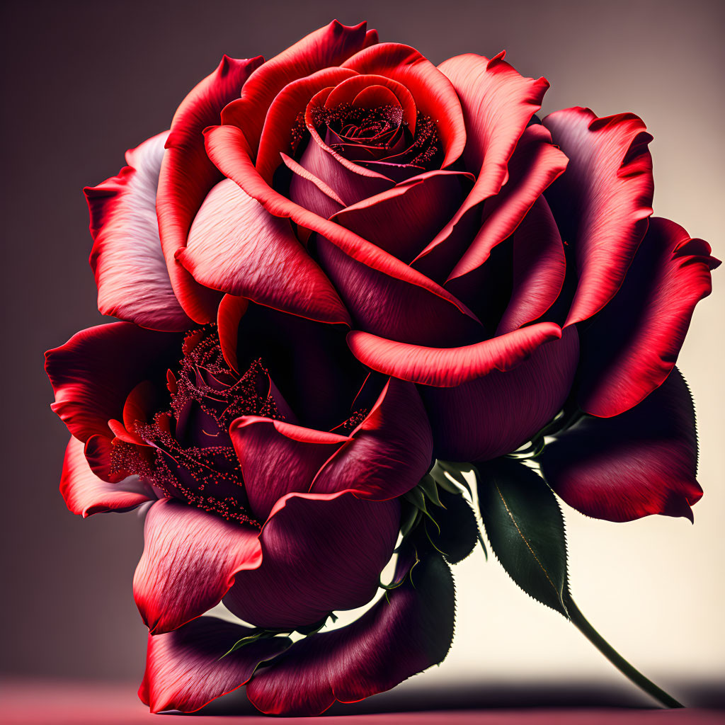 Vibrant red rose with white-edged petals on soft-focus backdrop