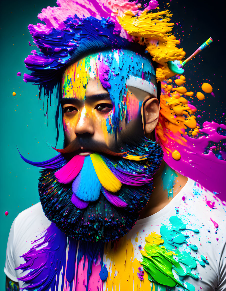 An Artist With Multicolored Beard 