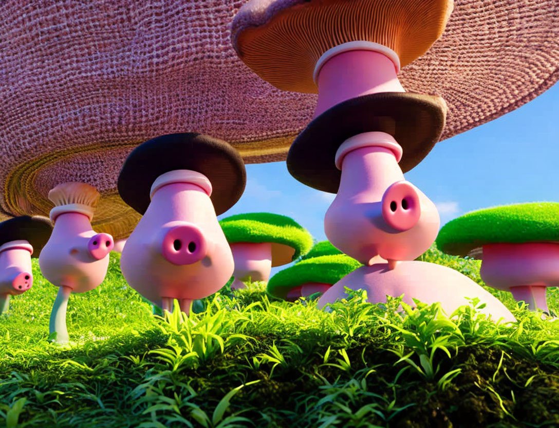 Pigs in a mushroom garden