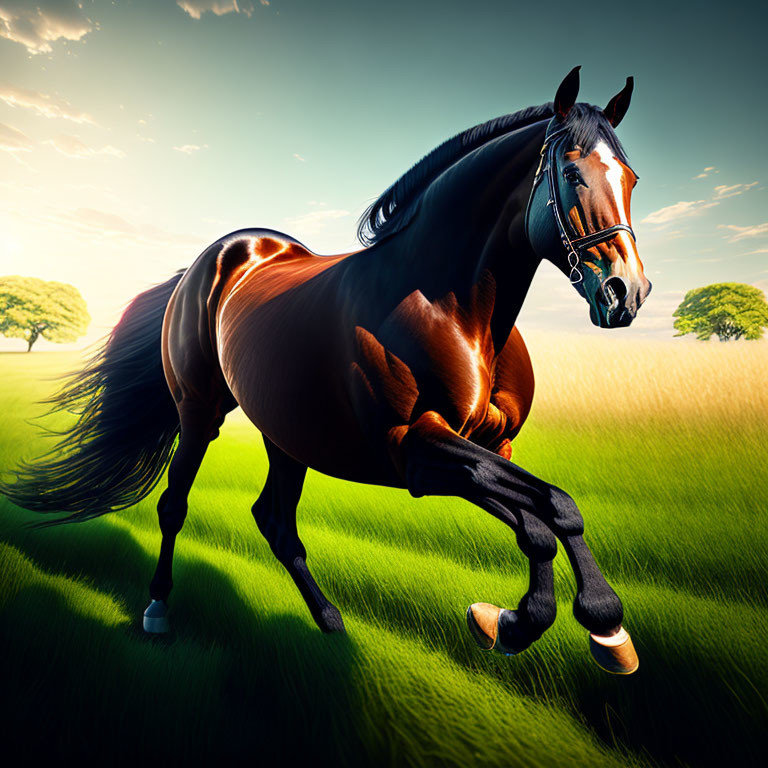Best AI artwork of horse running free trough field