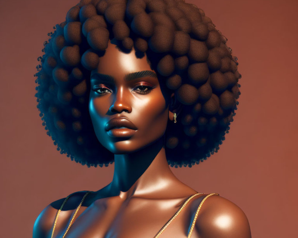 Voluminous Afro Hairstyle Woman in 3D Illustration
