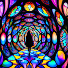 Colorful Psychedelic Tunnel with Abstract Stained Glass Patterns