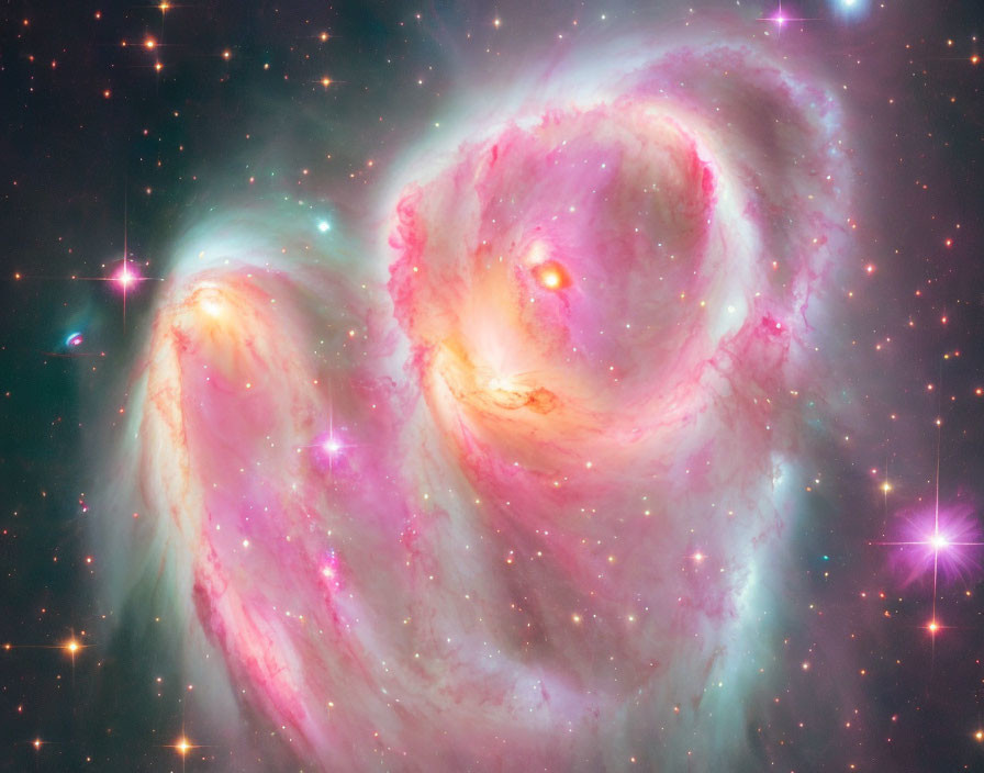 Colorful cosmic swirl with stars in deep space