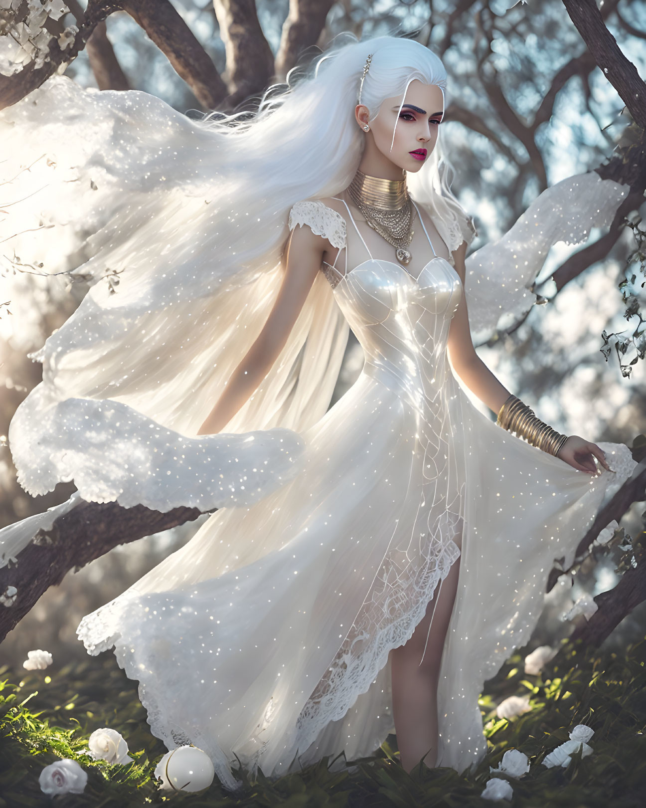 beautiful white hair bride