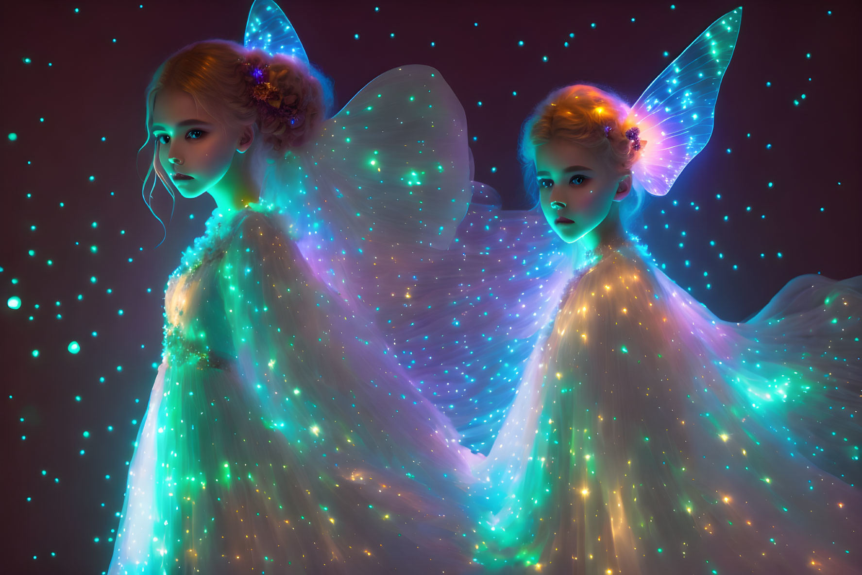 luminescent fantasy fairy sisters