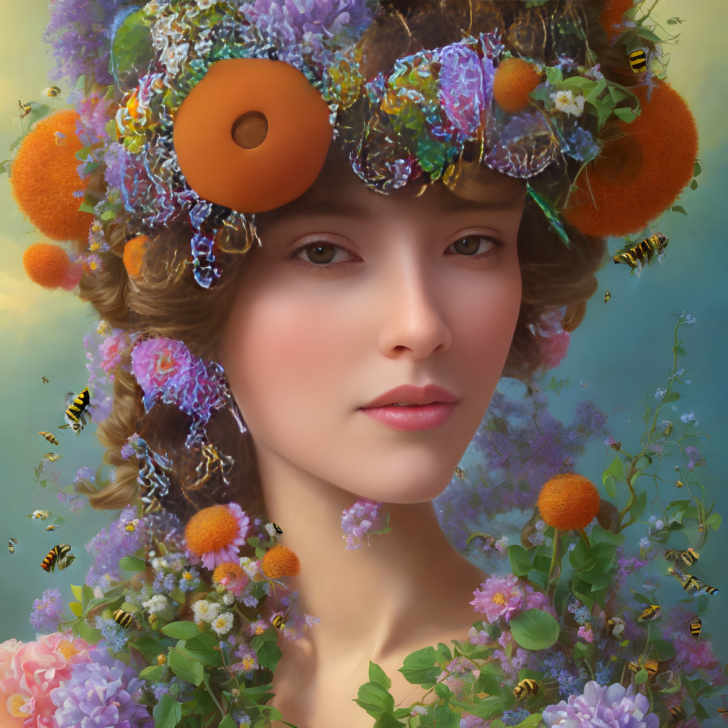 Naturalistic portrait of Queen of the bees
