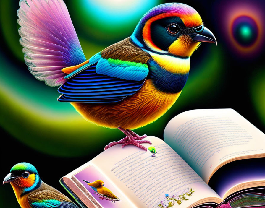 Reading Books with cute birds