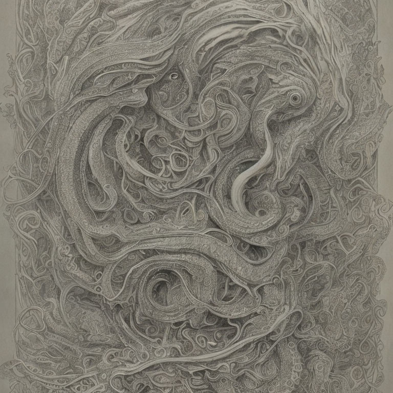 Intricate Monochrome Doodle Art with Swirls and Abstract Patterns