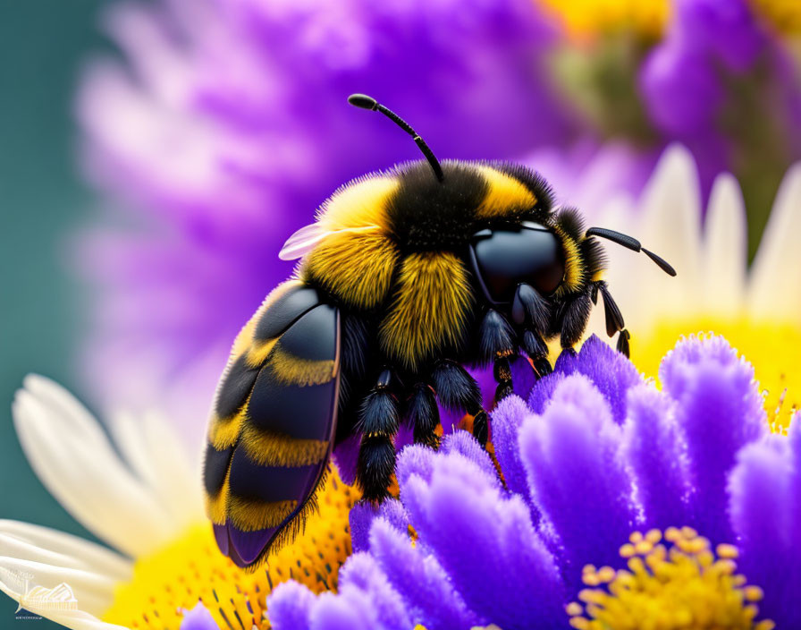 Bumblebee on spring flowers