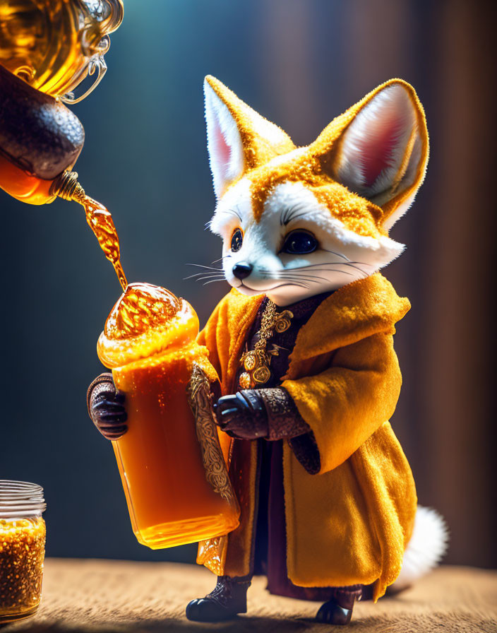 Chibi fennec fox in alchemist robe
