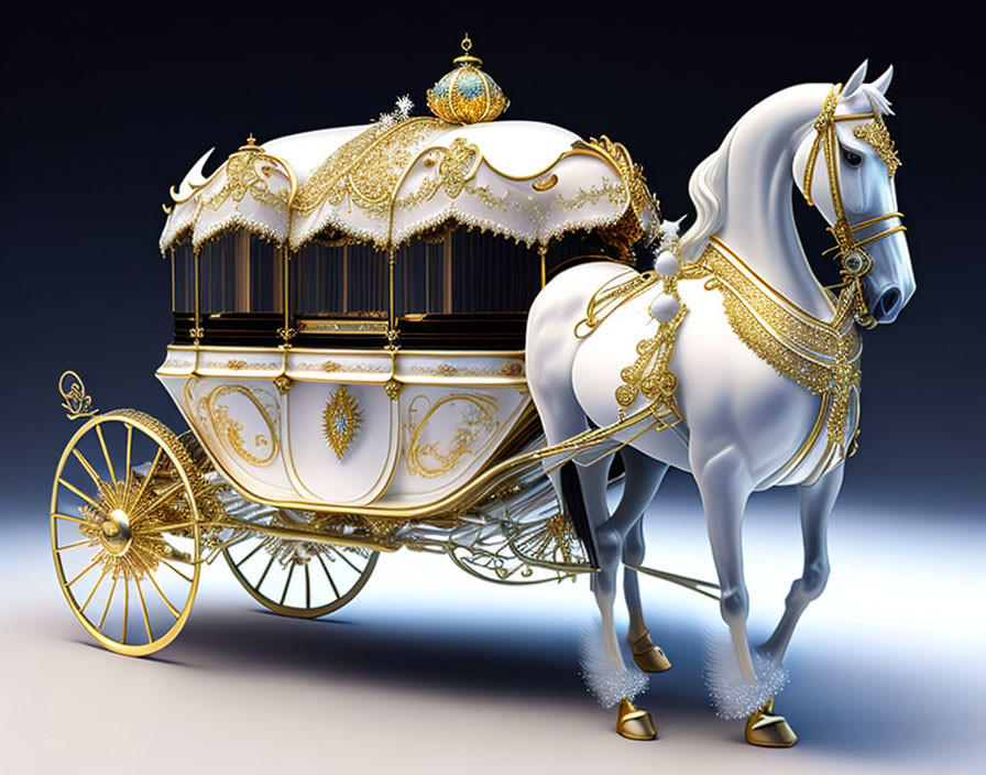 Cinderellas carriage with white horses