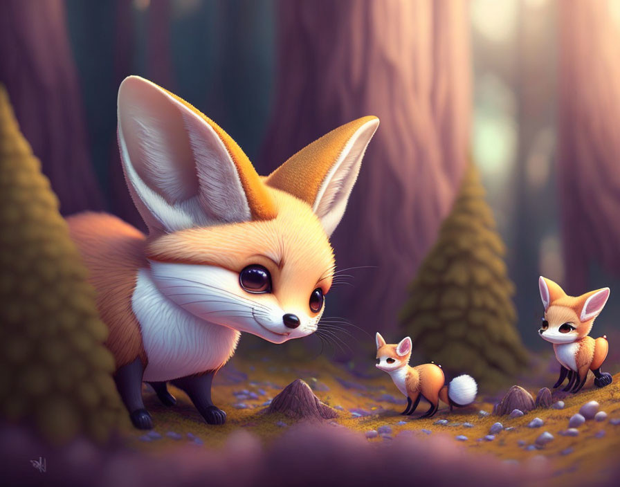 Cartoon fox family