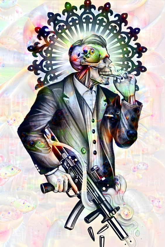 A Man Skeleton On Gun
