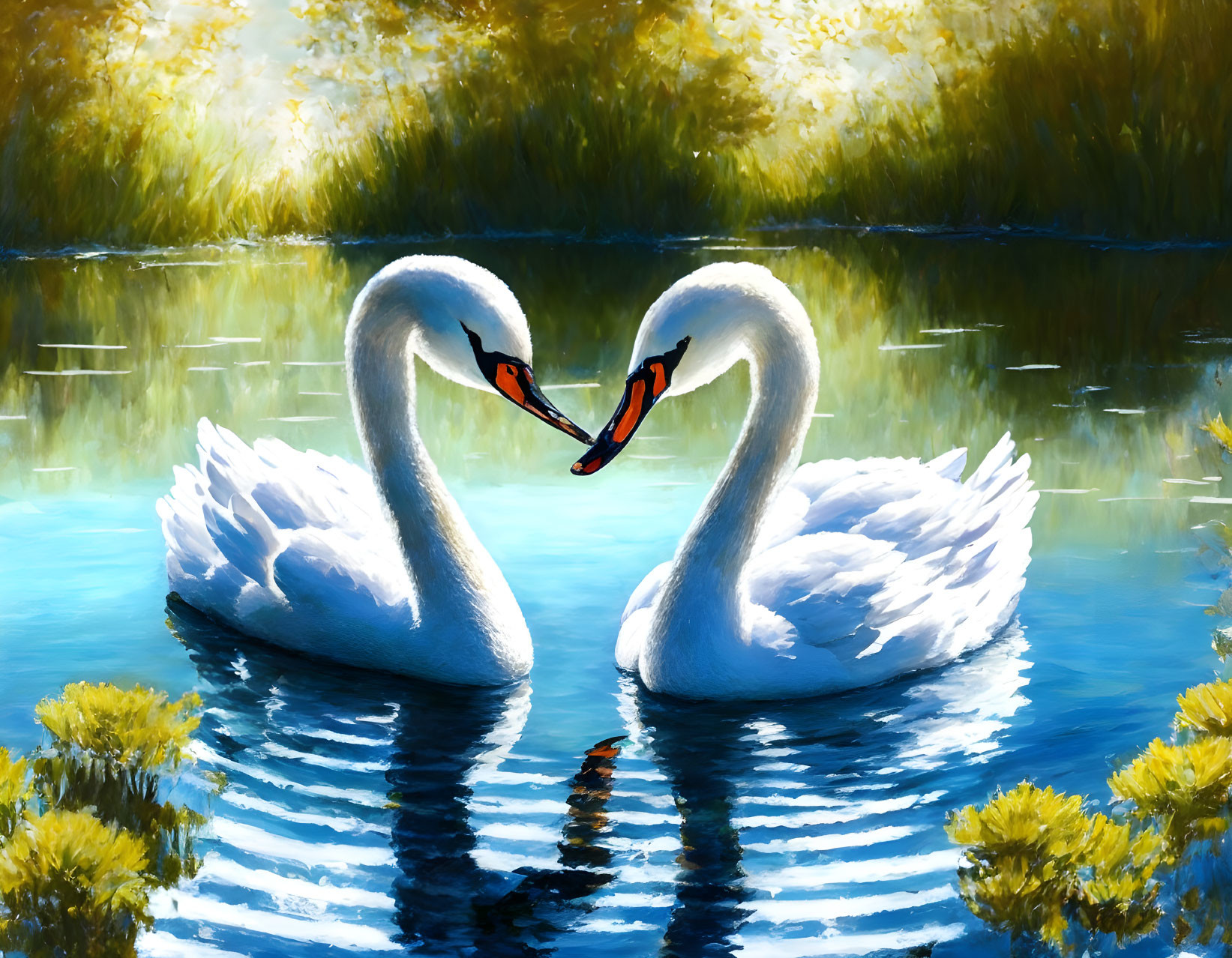 Swans in love