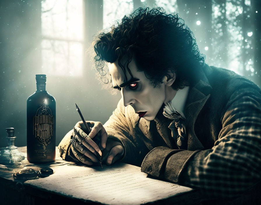 Vampire writing a poem