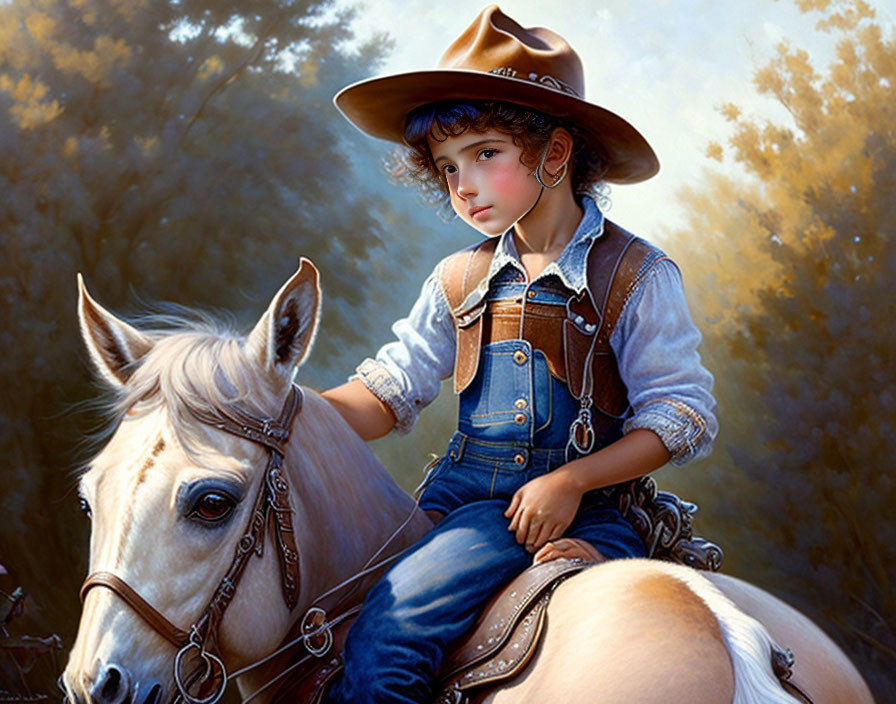 Boy riding a brown horse