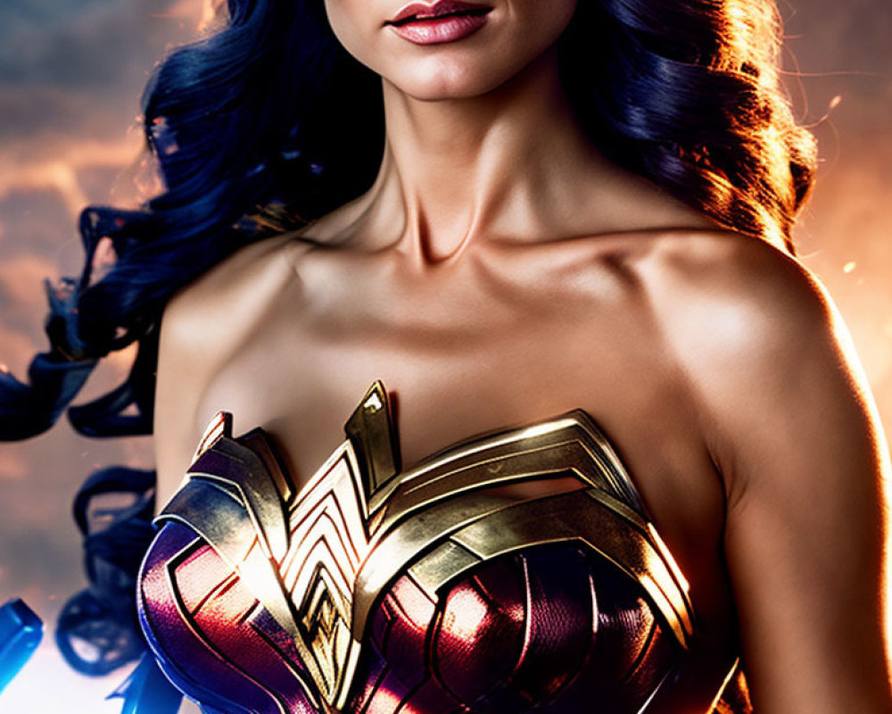 Confident Woman in Wonder Woman Costume with Tiara and Lasso