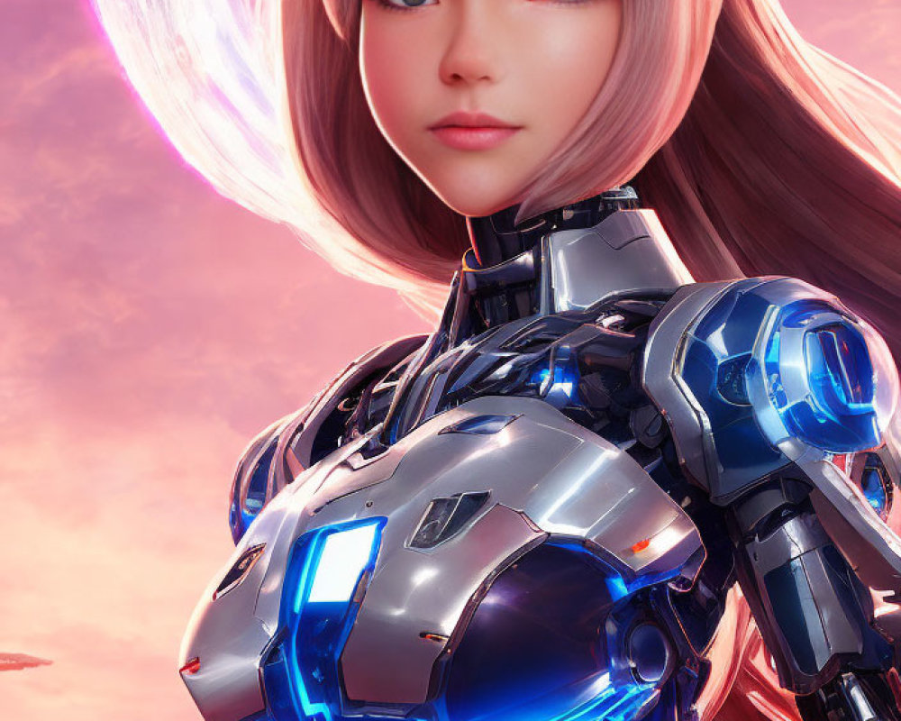Futuristic female character with white hair in 3D illustration